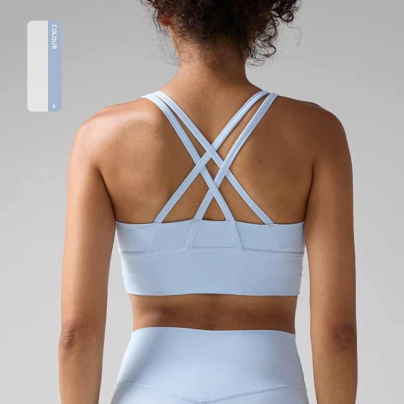 Solid Color Women Women Fitness Yoga Bras Race Back Sports Bras Nylon Top Women Bra Sexy Breathable Underwear For Women Gym - ATFH