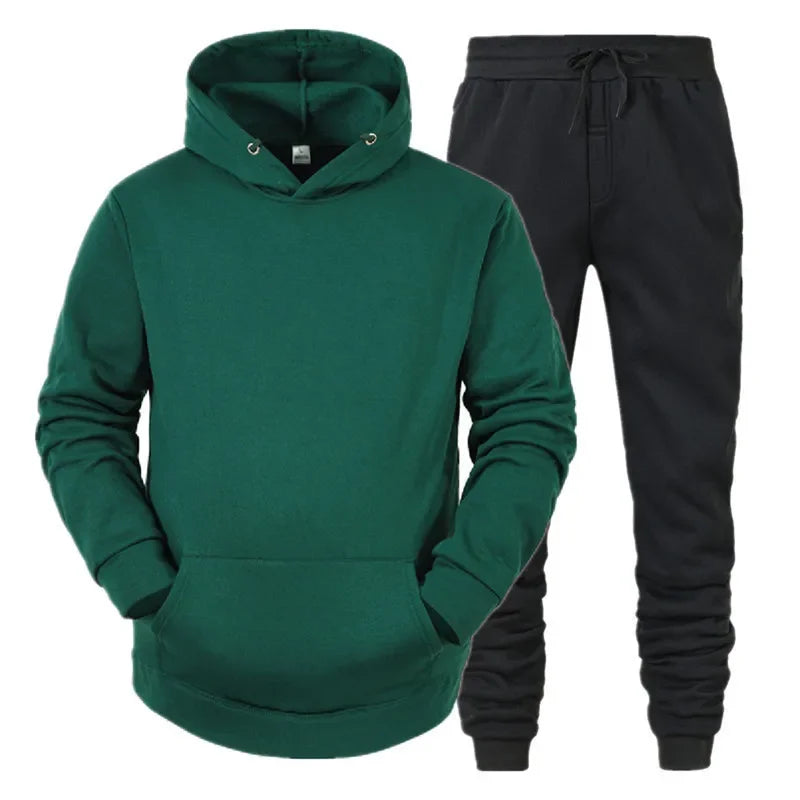 Basic Men/Women 2Pcs/Sets Sweatshirt Hoodies Pants 2024 Male Gyms Fitness Tops Joggers Sportswear Tracksuits ATFH