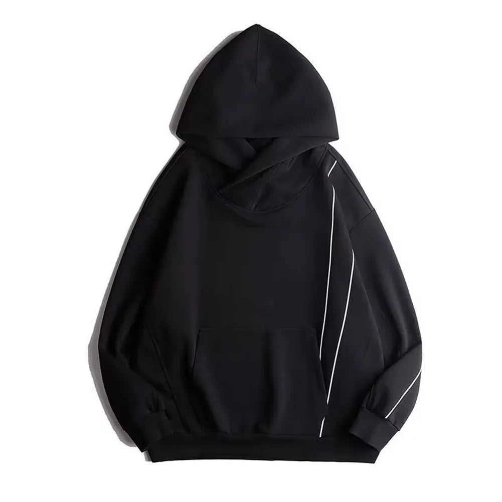 Men's Casual Hooded Turtleneck Sweatshirt Japanese Retro Y2K Style Loose Fit Pullover Long Sleeve for Spring Autumn Season - ATFH