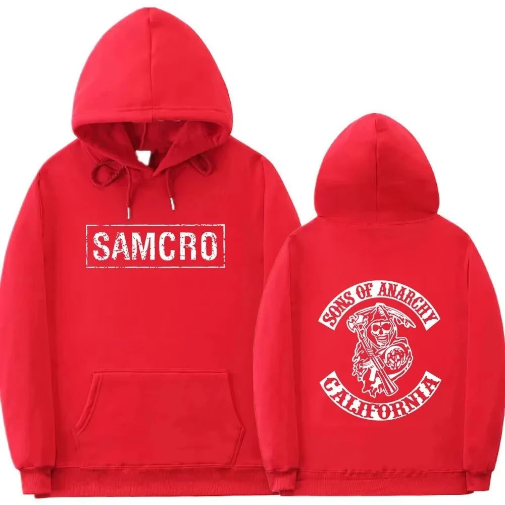 Double-sided printed hoodie Tops Sons of Anarchy SAMCRO Men's and Women's Fashion Brand Design Cotton-wool Blend Hood