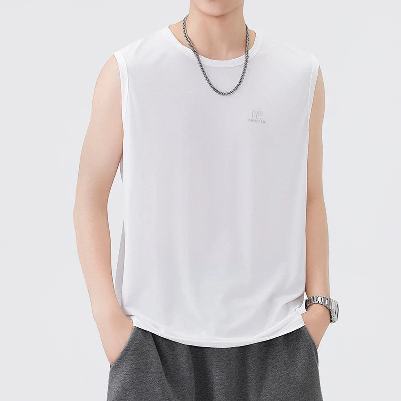 Men's Summer Ice Silk Tank Tops Gym Stringer Transparent Bodybuilding Sleeveless T Shirt Fitness Vest Tees Male Muscle Singlets