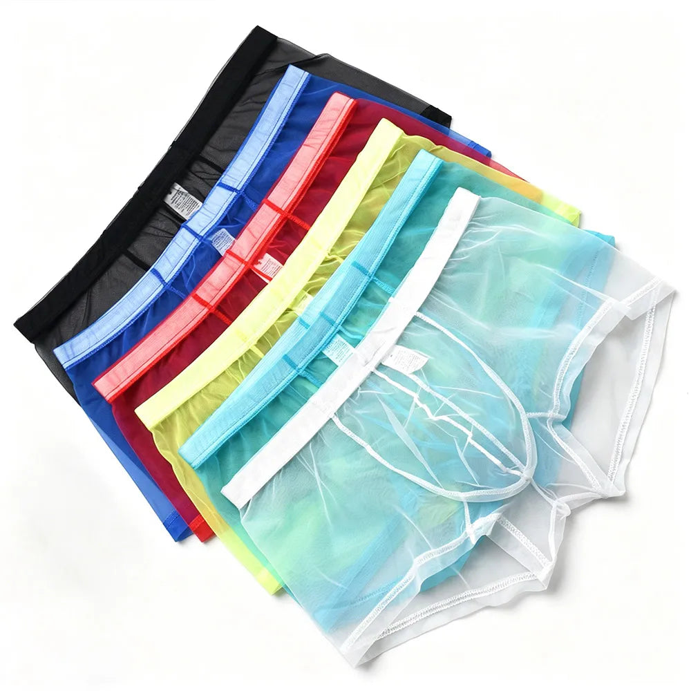 Transparent Mesh Men's Boxer Briefs - Breathable Ultra-Sexy Underwear Perfect for Casual Wear & Special Nights