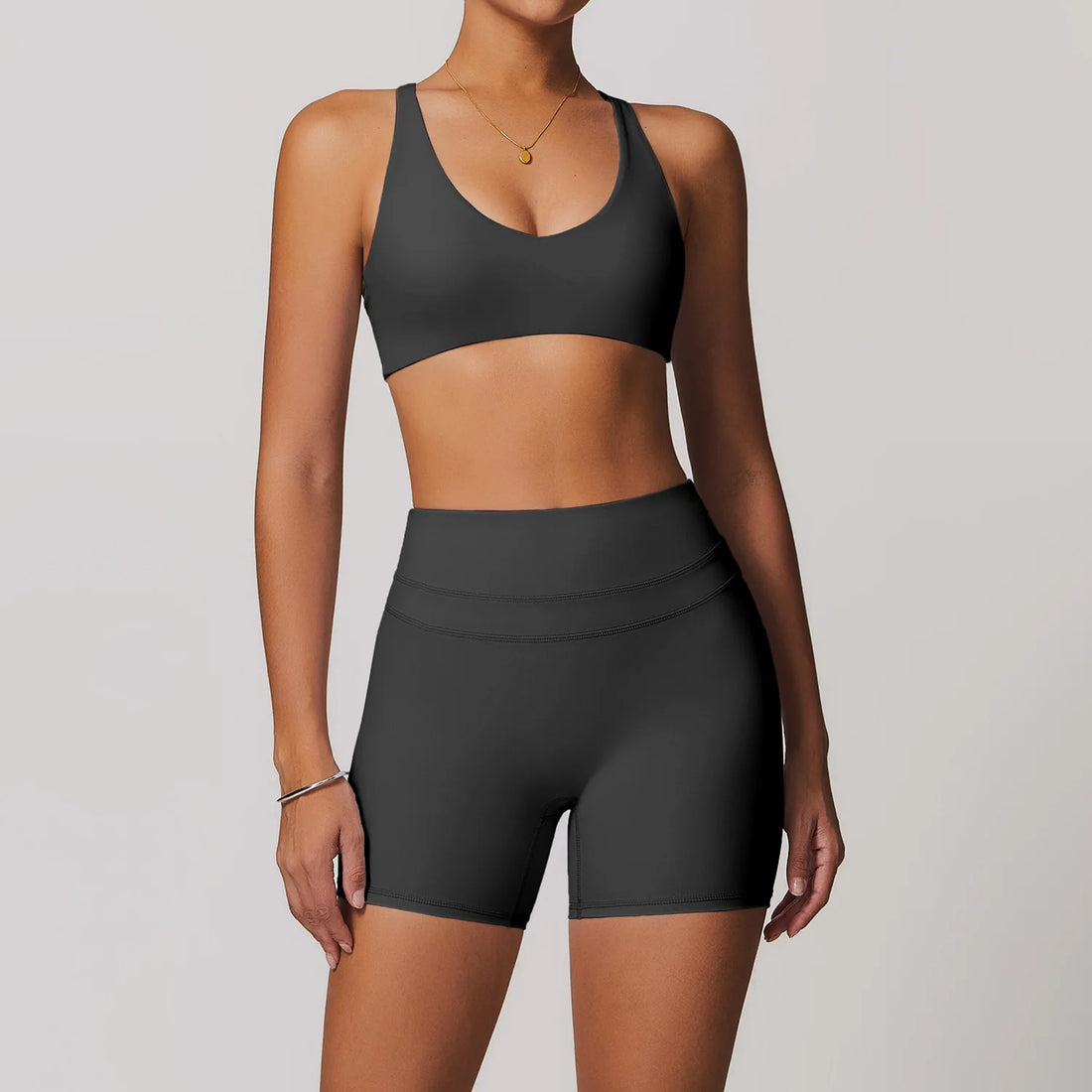 Sports Vest + Shorts 2PCS Set Gym Workout Leggings Yoga Sets Sportswear Women Fitness Outfit Running Bra Sets Womens Yoga Suit - ATFH