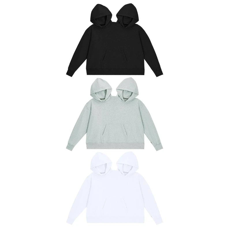 Couple Hooded Pullover Sweatshirts Two Person Funny Hoodie Tops Oversized Hoodie Cropped Long Sleeve Tops - ATFH