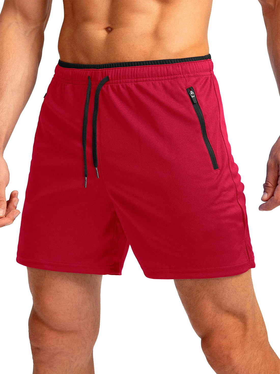 Men's running shorts with zippered pockets, quick-dry, suitable for gym workouts, 5-inch men's shorts