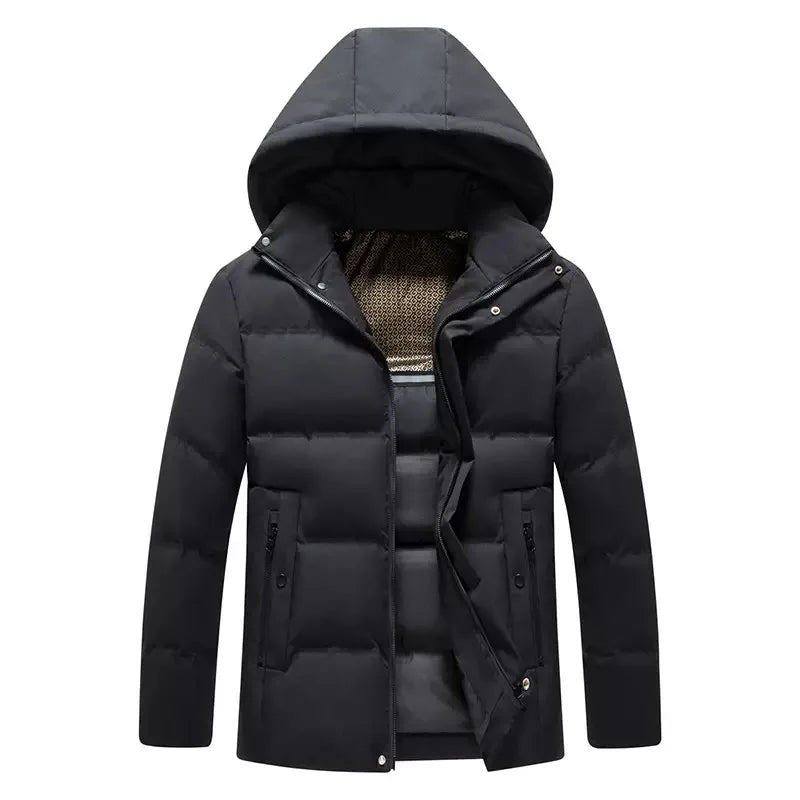New Autumn/Winter Thickened Warm Windproof Hooded Cotton Jacket Men's Casual Loose Sports Plus Size High-Quality Coat