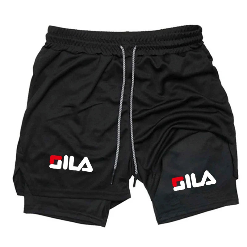 Men's hot selling 2-in-1 double-layer shorts, quick drying gym running training compression sports breathable shorts