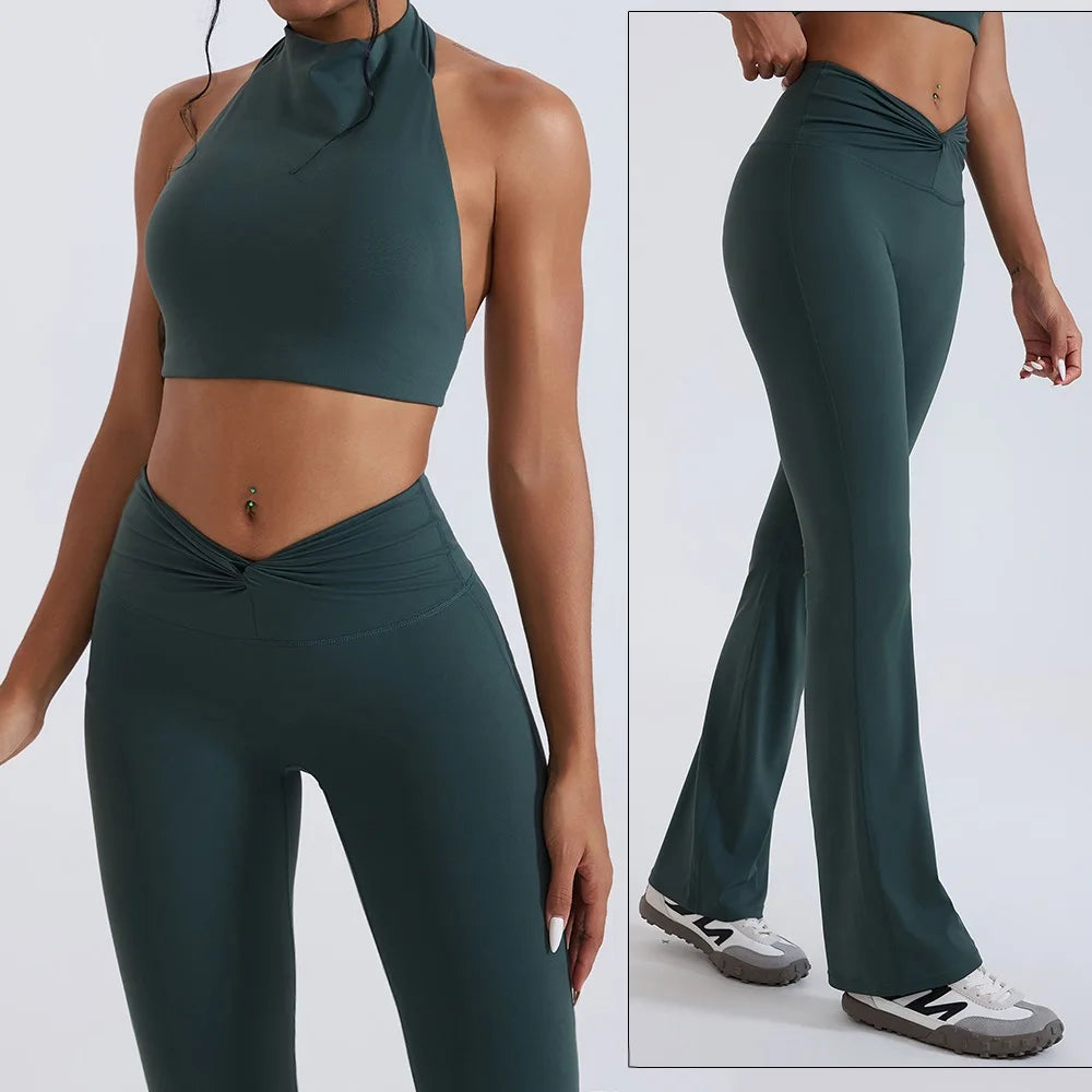 Cloud Hide Yellow Yoga Suit Gym for Woman Fitness Set Sports Tracksuit Bra Top Pants XL Workout Pilates Outfits Running Clothes ATFH