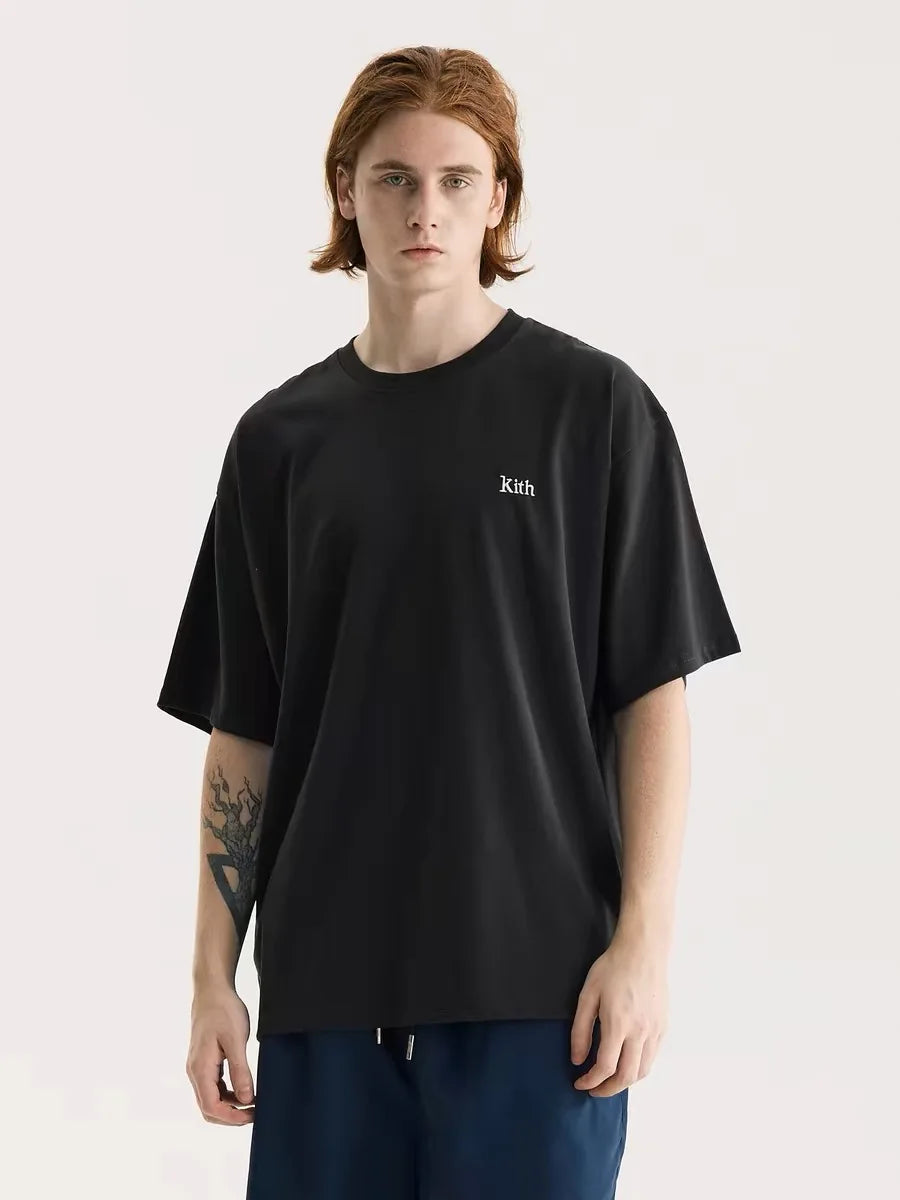 Korean style Summer Quality Cotton Men Women T-shirt Small Icon Embroidered Logo Couple Casual Loose O-Neck Short Sleeve Tees ATFH