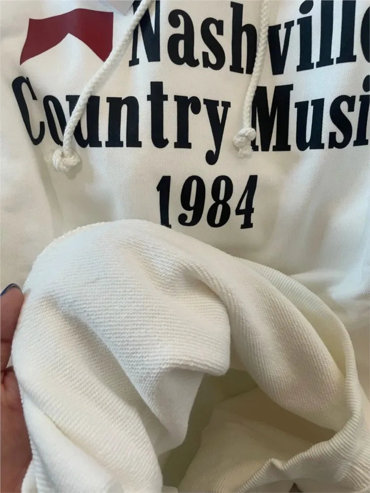 Autumn Letter Print Loose Drawstring Hoodies Women New Casual Pocket Streetwear Cotton Pullover Top Sweet Cute Sweatshirts OOTDS - ATFH