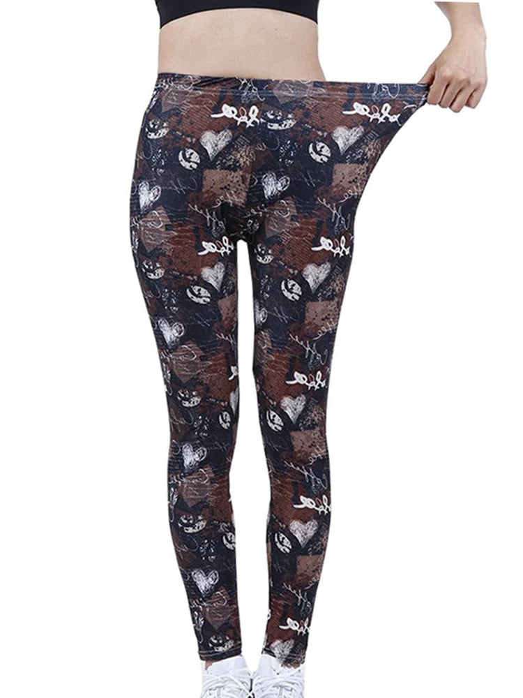 CUHAKCI Fashion Women Leggings Beautiful Leaf Floral Printing High Waist Jeggings Stretch Pant Sexy Hot Sale Clothing Mujer - ATFH