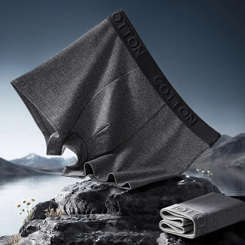 5PCS [COTTON Skin-Friendly] Cotton Embossed Men's Boxer Shorts Basic Color Series Set Casual Daily All-Season Men's Underwear