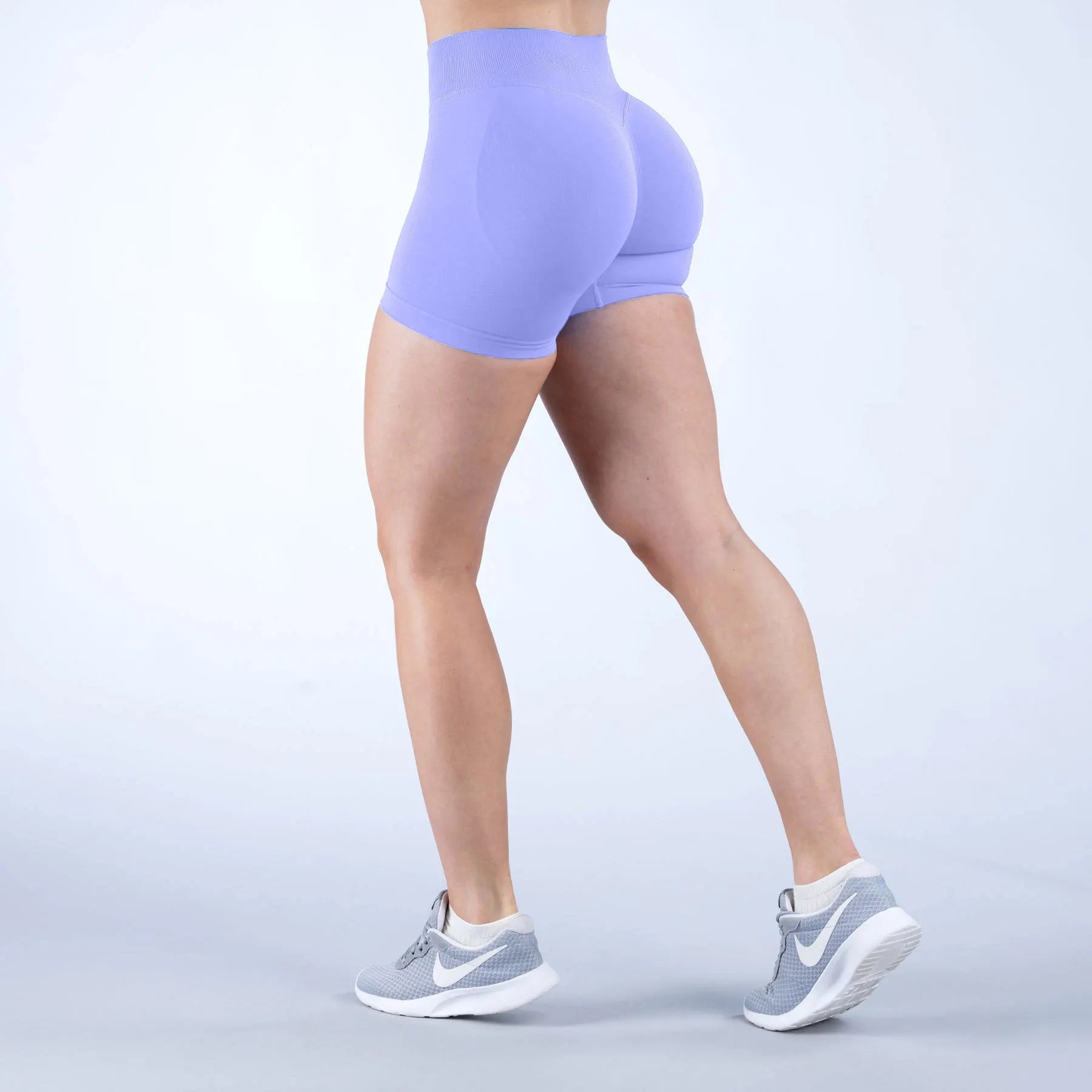 Denyf 4.5" GYM Shorts Low Ribbed Band Yoga Shorts Seamless Scrunch Bum Workout Gym Shorts Booty High Stretch Running Shorts