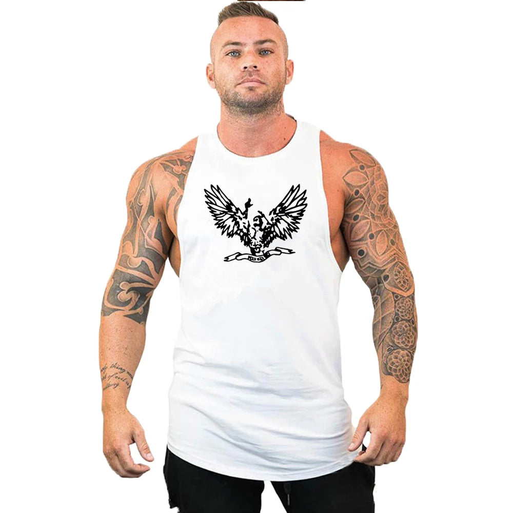 2023 New Cotton Workout Gym Tank Top Mens Muscle Sleeveless Sportswear Shirt Stringer Fashion Bodybuilding Singlets Fitness Vest