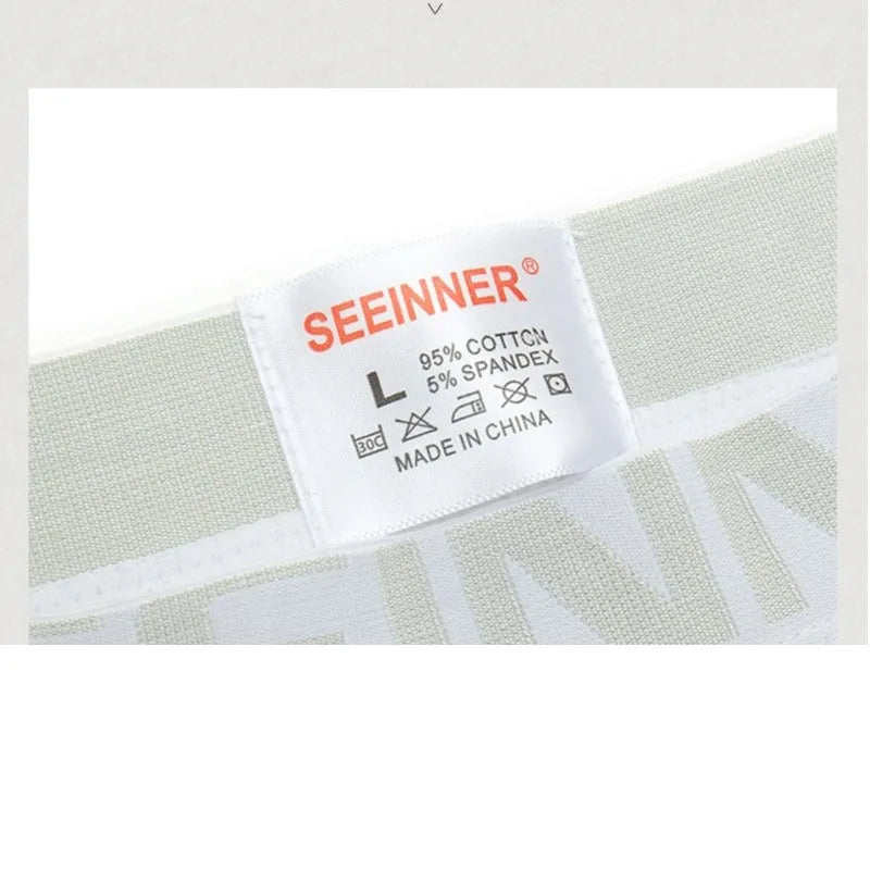Seeinner Mens Boxer Shorts Cotton U Convex Pouch Underwear Soft Comfortable Underpants Cueca Masculina M-XXL Black White Gray