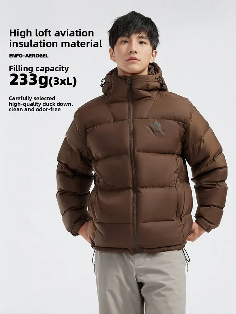 Golden Camel Winter Men Down Hooded Jacket Outdoor Ultra Light 85% White Duck Down Jacket Windproof Waterproof Camping Down Coat
