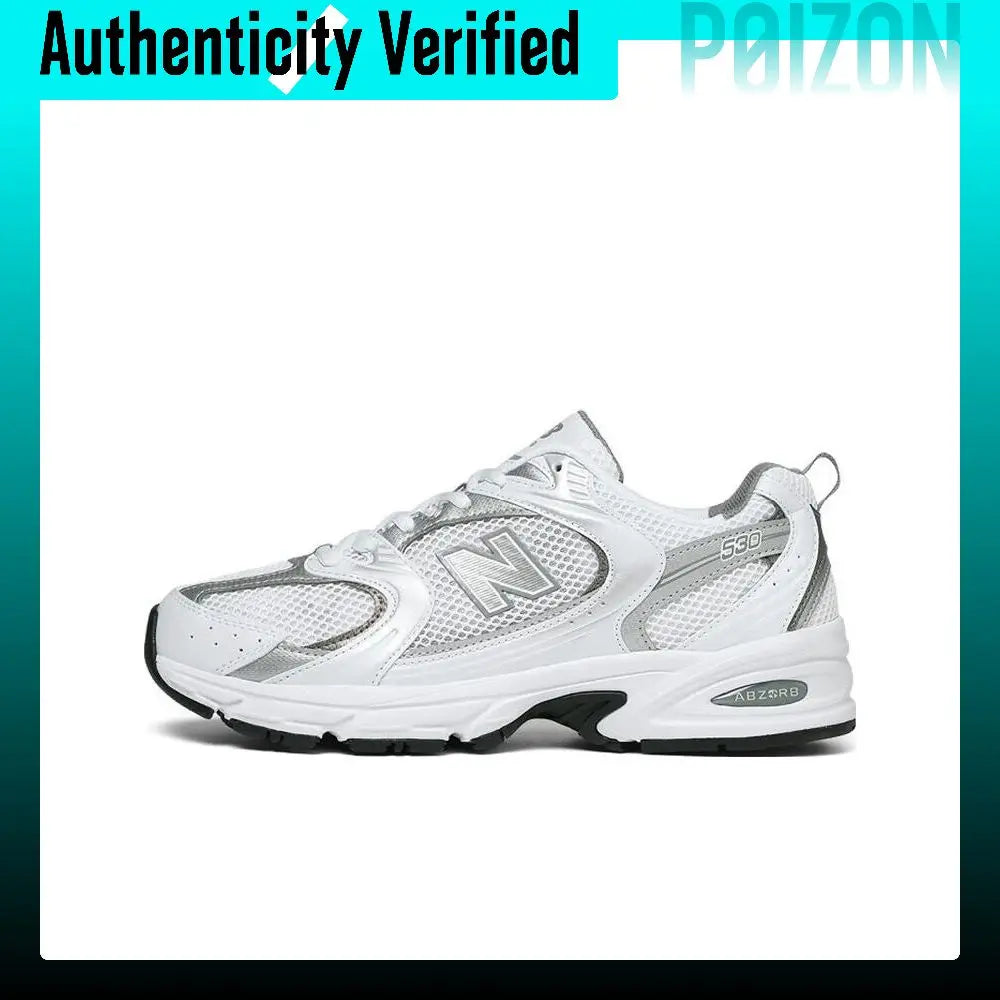 New Balance NB 530 Mesh, Synthetic Leather Breathable Low top Running Shoes Unisex Silver White MR530AD
