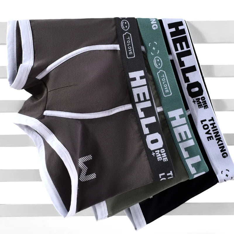 Men Cotton Boxer Shorts Panties Underwear Breathable Soft Letter Belt Men Boxer Fashion Sports Mid-waist Four Corner Pants