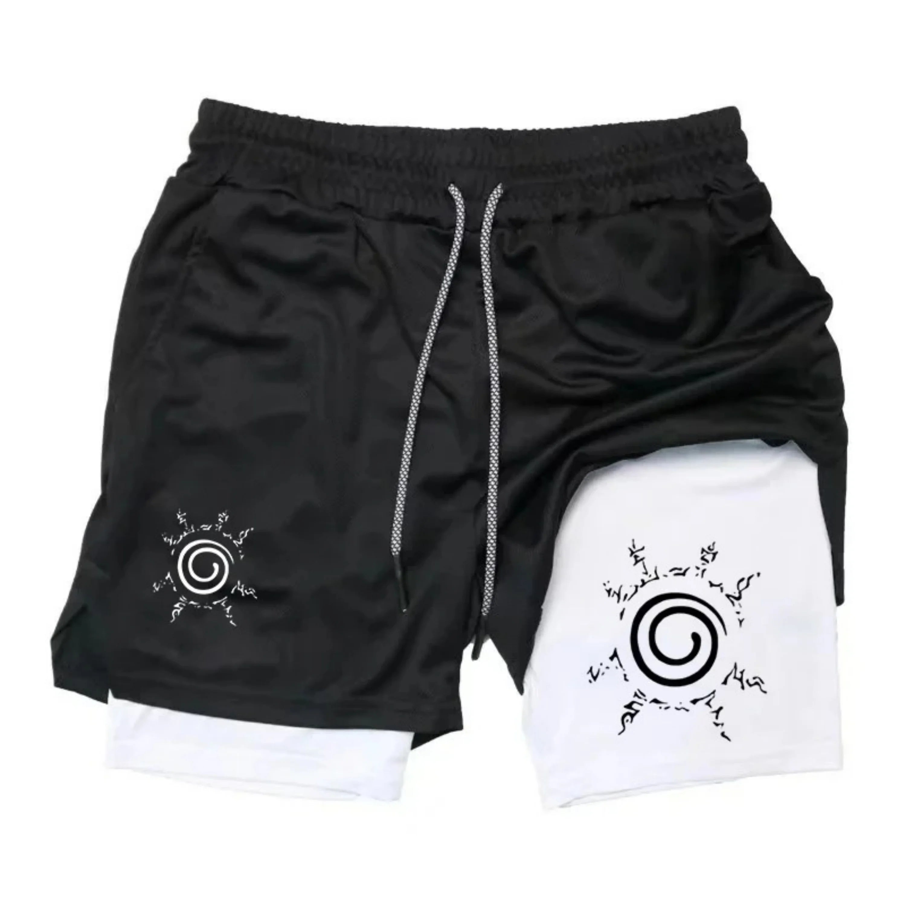 "Naruto" anime - Men's gym sports shorts - Quick dry-clean sports pants for running - Dual-purpose shorts for fitness training a