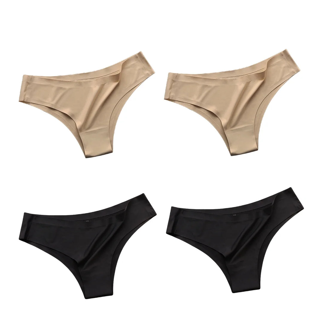 4Pcs/Set Women Ice Silk Panties Low Rise Briefs Soft Brazilian Panties Smooth Underwear Stretch Underpants Sexy Lingerie M-XL
