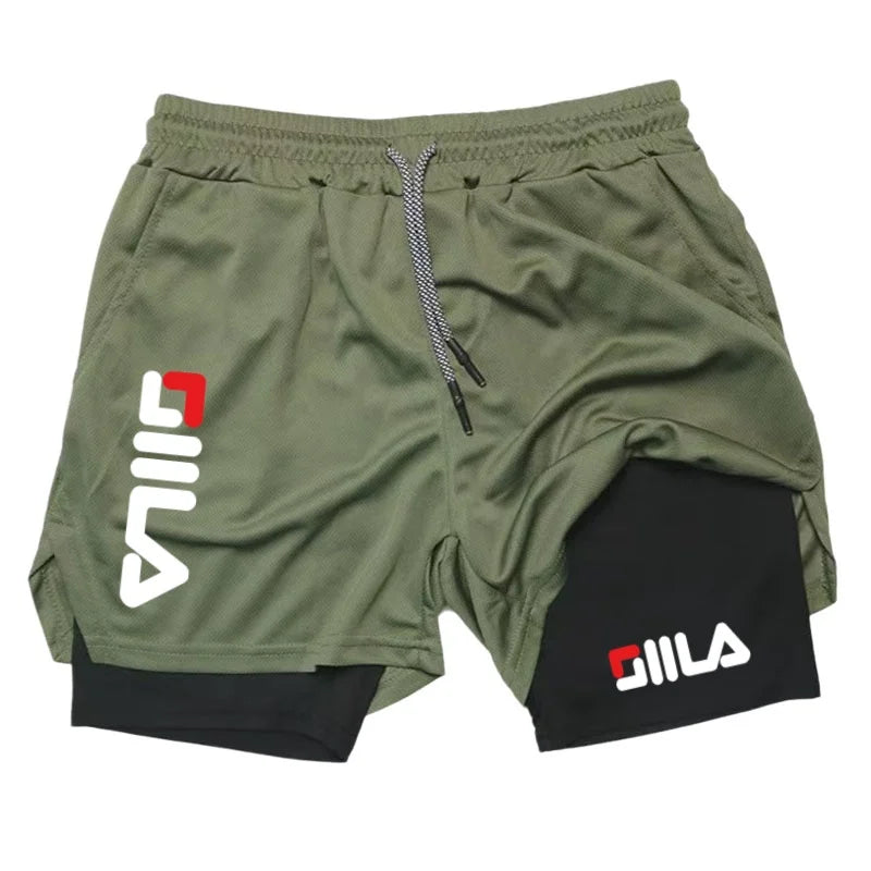 2026 Men's Fashion Double Layer Athletic Shorts Sports Shorts, Double Layer Quick Dry Basketball Muscle Gym
