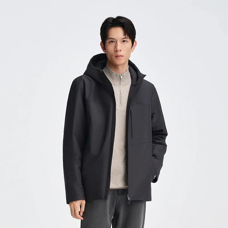 BOSIDENG Men's Hooded Goose Down Jacket 90% 700FP Water Resistant Casual Puffer Coat, Slim Fit Business Style