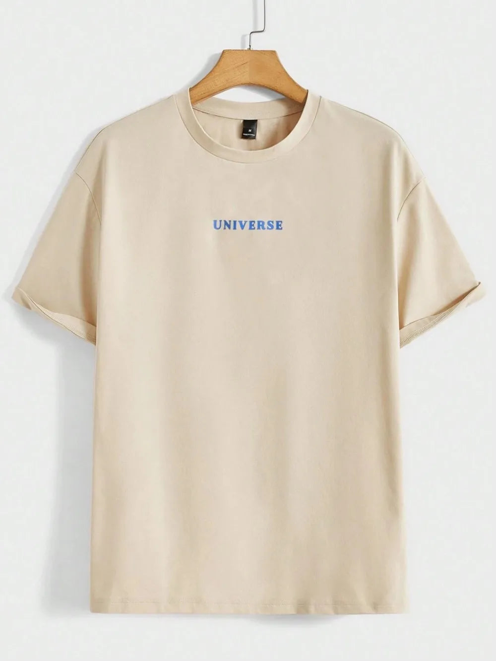 Handsome men's summer planet and letter print soft and breathable round neck T-shirt outdoor urban high street top ATFH