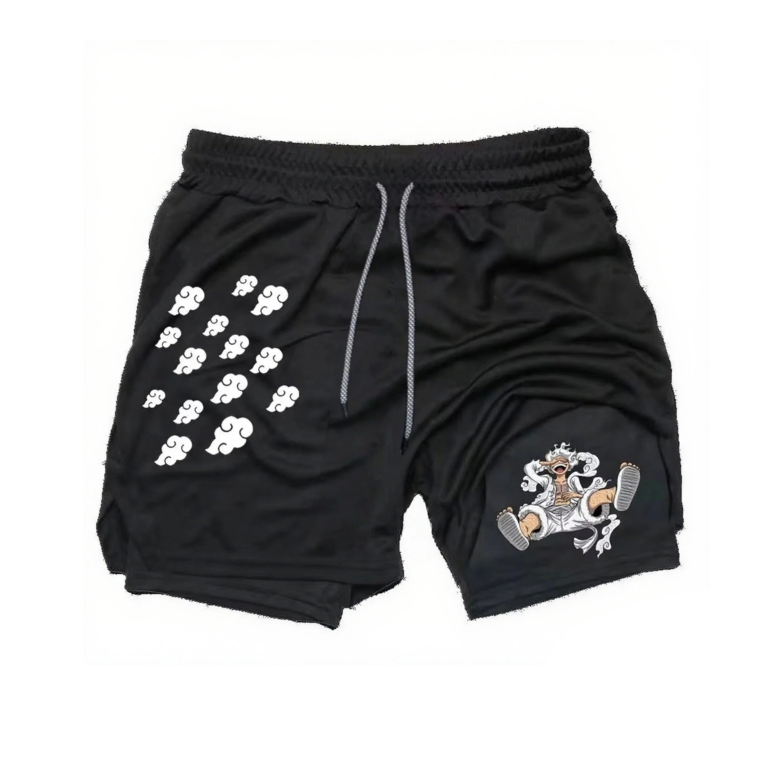 One Piece Summer Anime Men's Shorts Quick-dry Double Layer 2-in-1 Pants Graphic Print Workout Training Fitness Sports Gym Shorts
