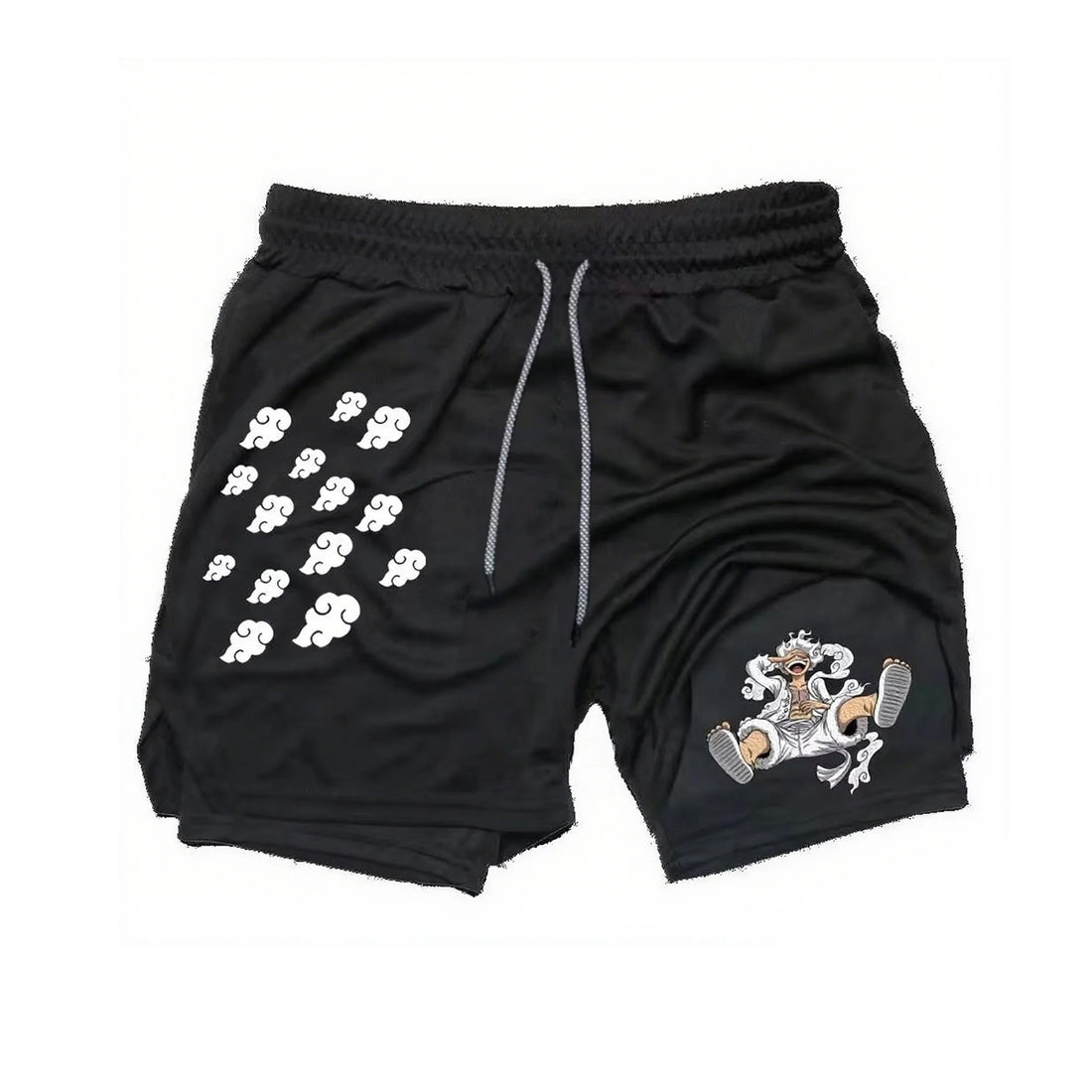 One Piece Summer Anime Men's Shorts Quick-dry Double Layer 2-in-1 Pants Graphic Print Workout Training Fitness Sports Gym Shorts