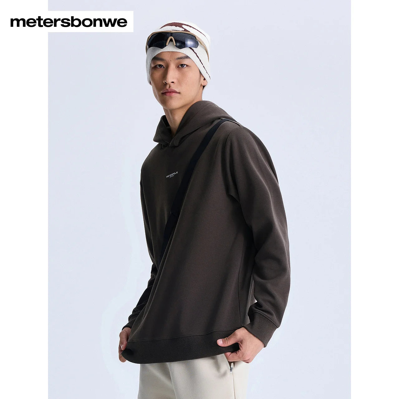 Metersbonwe Men Women's Thick Hoodie Solid Color Small Letter Print Pullover With Hooded Basic Casual Commuter Winter Unisex Top - ATFH