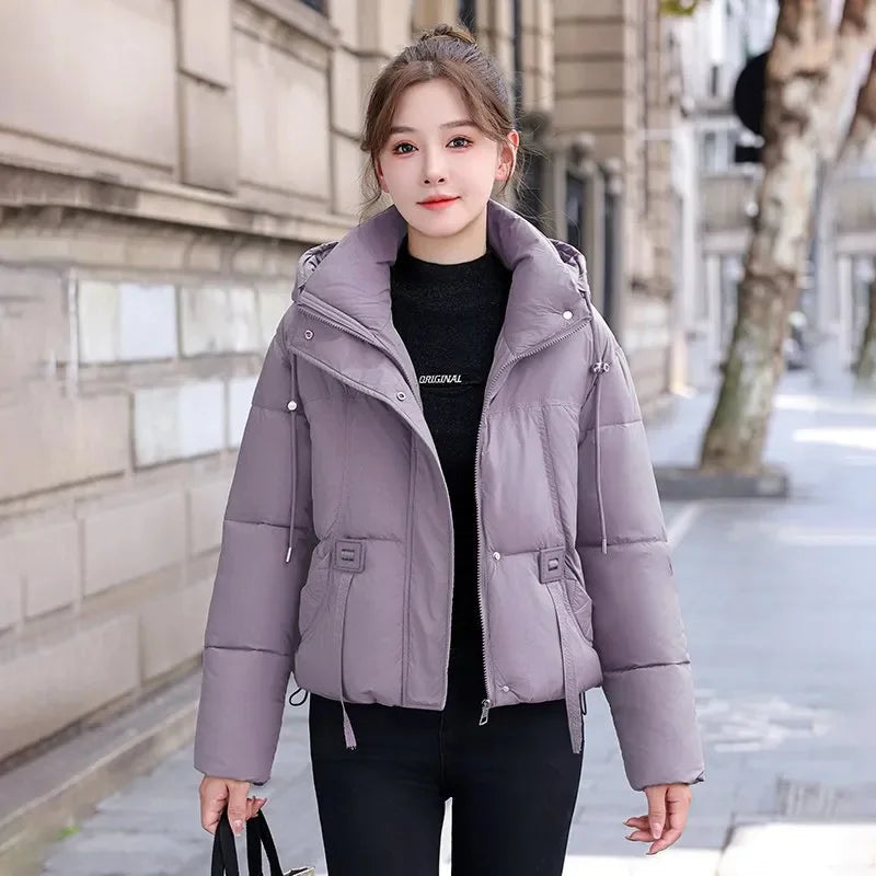 Down Coat Women Parkas Short Winter New Puffer Jackets High-End Warm Cotton Padded Coats Korean  Hooded Outwear Female Tops ATFH