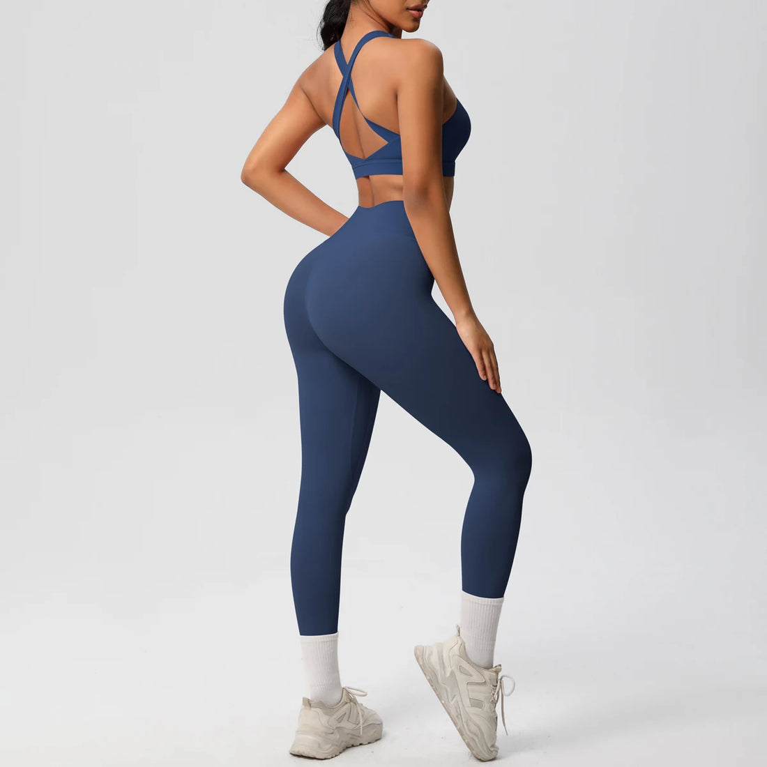 Women 2pcs Patchwork Sport Yoga Suit Training Sleeveless Sport Gym Tops  Tummy Control Slimming Booty Leggings Yoga Suit Sports - ATFH