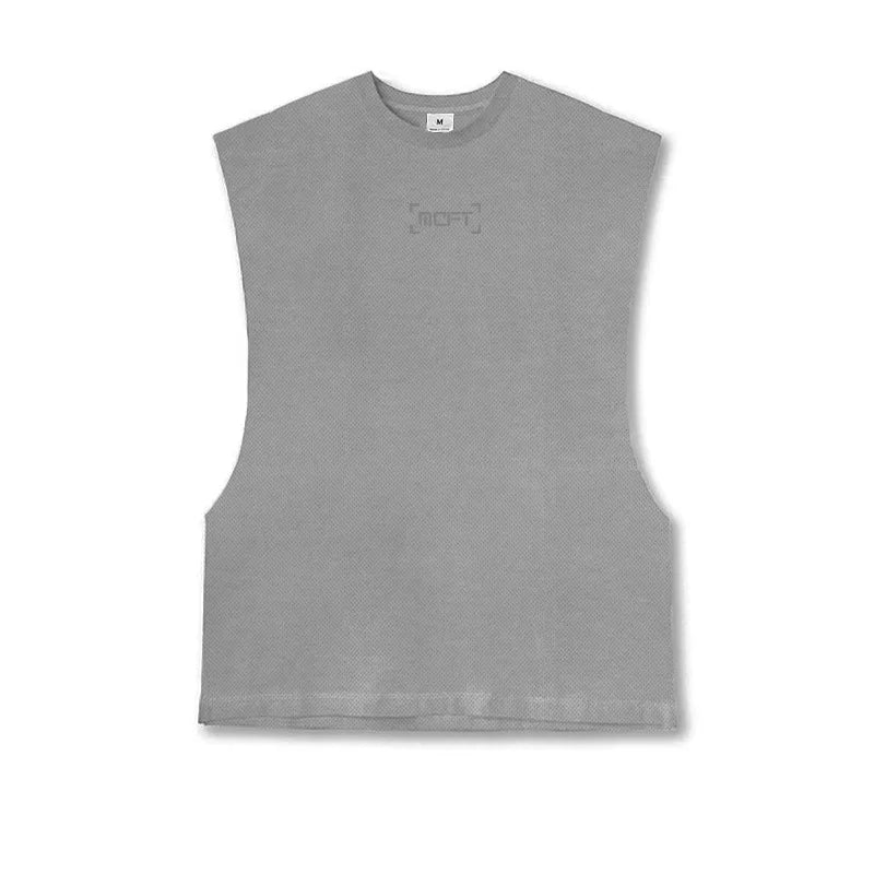 Oversized Mens Tank Top Gym Stringer Vest Fitness Clothing Mesh Quick Dry Bodybuilding Cut Off Sports Sleeveless Undershirt