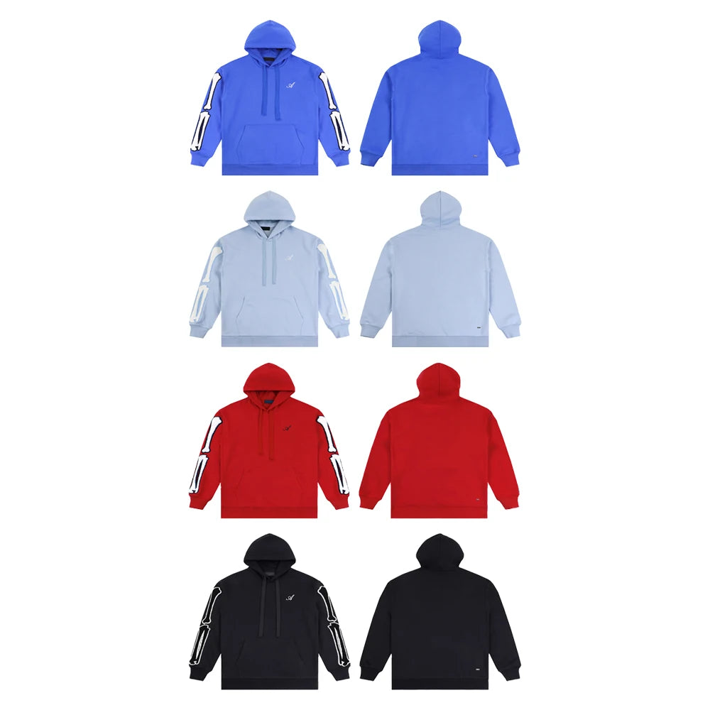 Y2k Clothing Men Oversized Hoodies with Skull Bone Embroidery Streetwear Cotton Hip-hop Street Style Casual Retro Winter Hoodies - ATFH