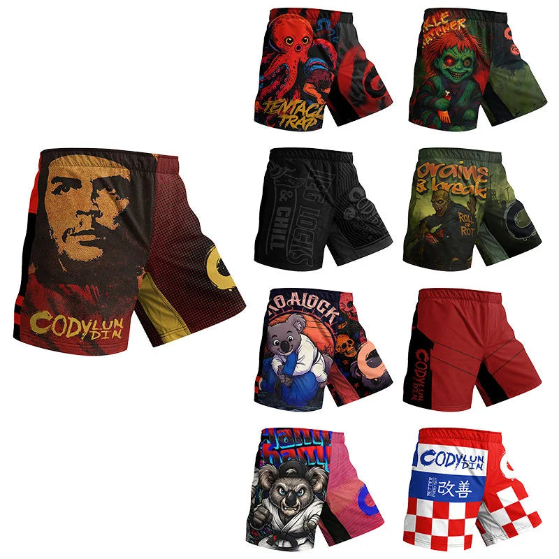 MMA Muay Thai Shorts Men Fighting Training Brazilian Jiu Jitsu Boxing Spandex/Polyester Stretch Durable Light Weight Short Pant