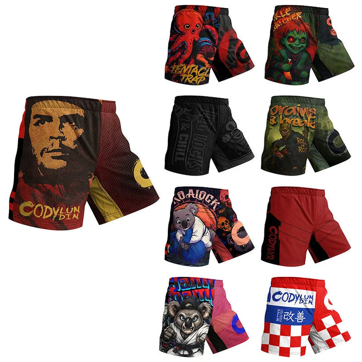 MMA Muay Thai Shorts Men Fighting Training Brazilian Jiu Jitsu Boxing Spandex/Polyester Stretch Durable Light Weight Short Pant
