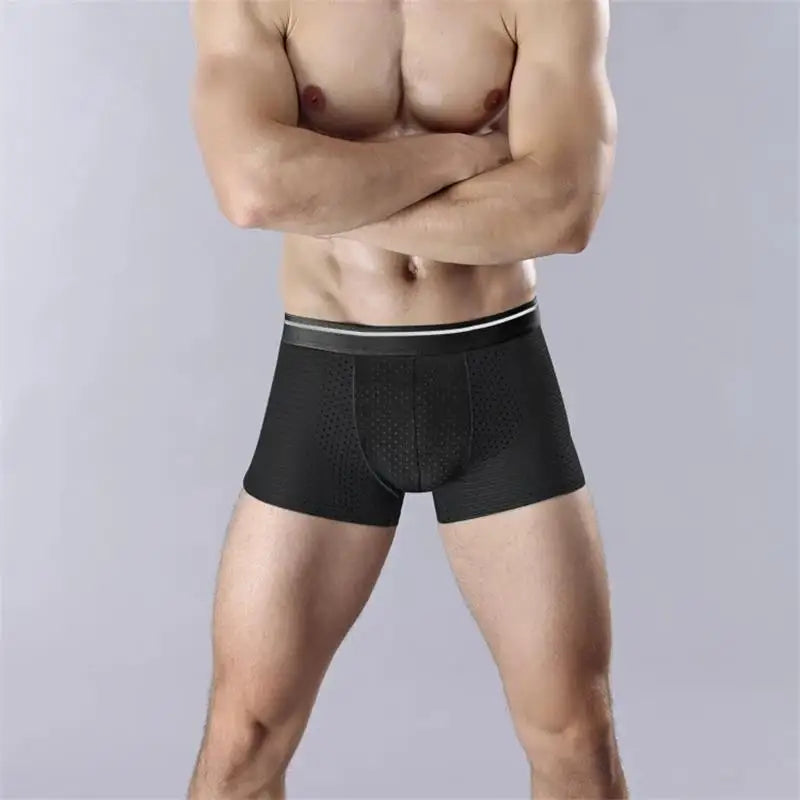 4/8Pcs/Men's Underwear Ice Silk Sexy Boxer Shorts Mid-waist Breathable Men's Underwear Mesh Comfortable Soft Shorts Men Plus 5XL