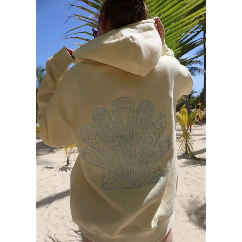 Women Autumn Winter Loose Fit Hooded Pullover Tops Y2K Flower Embroidered Oversized Sweatshirts with Kangaroo Pocket Streetwear - ATFH