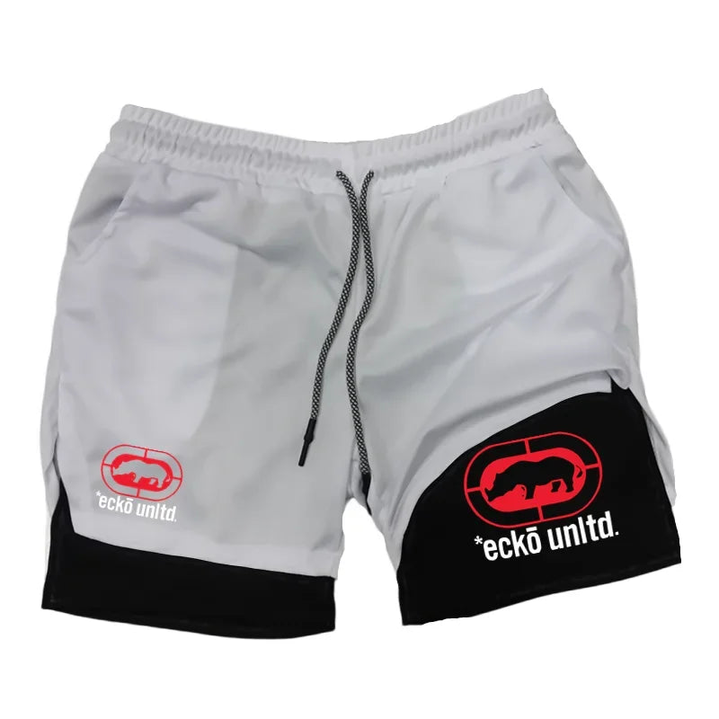 Men Running Shorts 2 in 1 Double-deck Sport Shorts Sportswear Gym Fitness Short Pants Training Jogging Bottom Men's Clothing