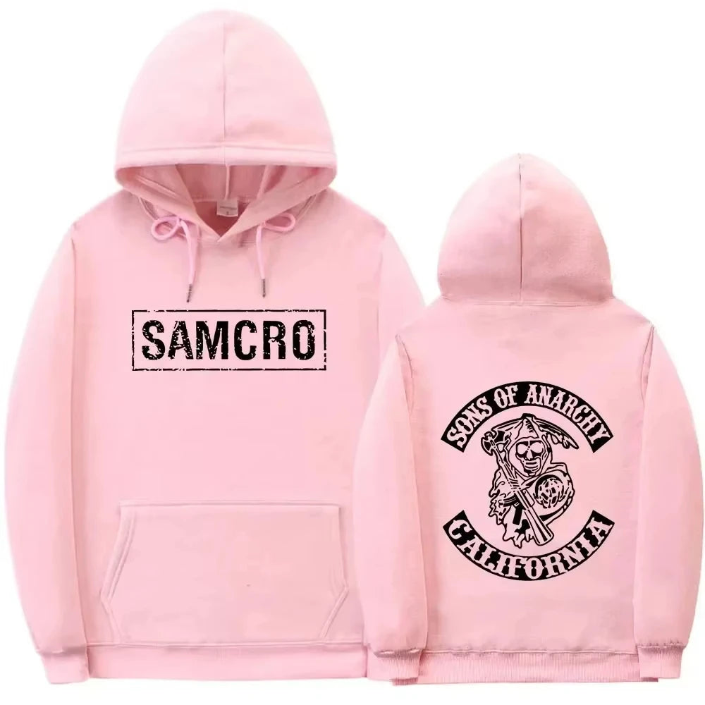 Double-sided printed hoodie Tops Sons of Anarchy SAMCRO Men's and Women's Fashion Brand Design Cotton-wool Blend Hood