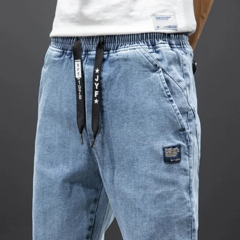 Spring Summer Black Blue Cargo Jeans Men Streetwear Denim Jogger Pants Men Baggy Harem Jean Trousers Plus Size ATFH
