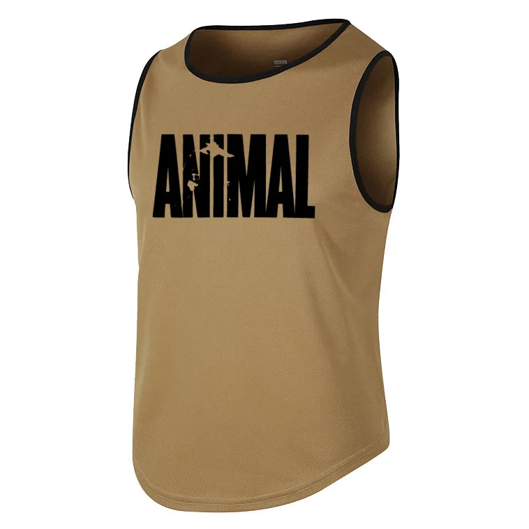 Men's Quick Drying Sleeveless shirt animal Bodybuilding Workout Tank Tops Muscle Fitness Shirts Male Gym Stringer Vest