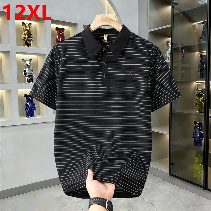 Plus Size Short-Sleeved Polo Shirts  Men Summer Loose Trendy  Business Casual Turn-Down Collar T-Shirts Big Tall Guys190kg12XL