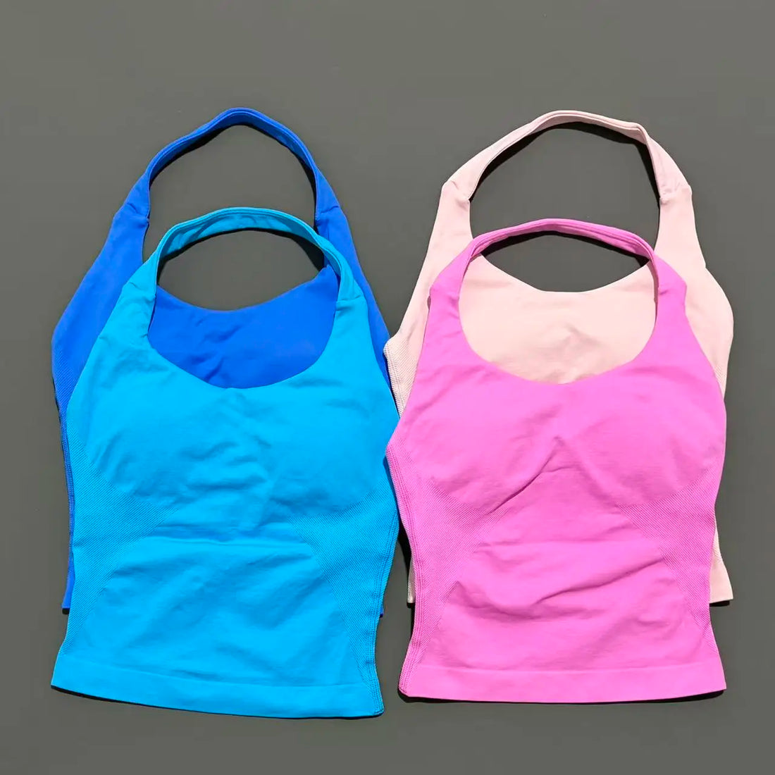Sports Gym Halter Top Woman Seamless Yoga Tank Removable Chest Pad Push-up Sports Vest Fitness Workout Running Tops - ATFH