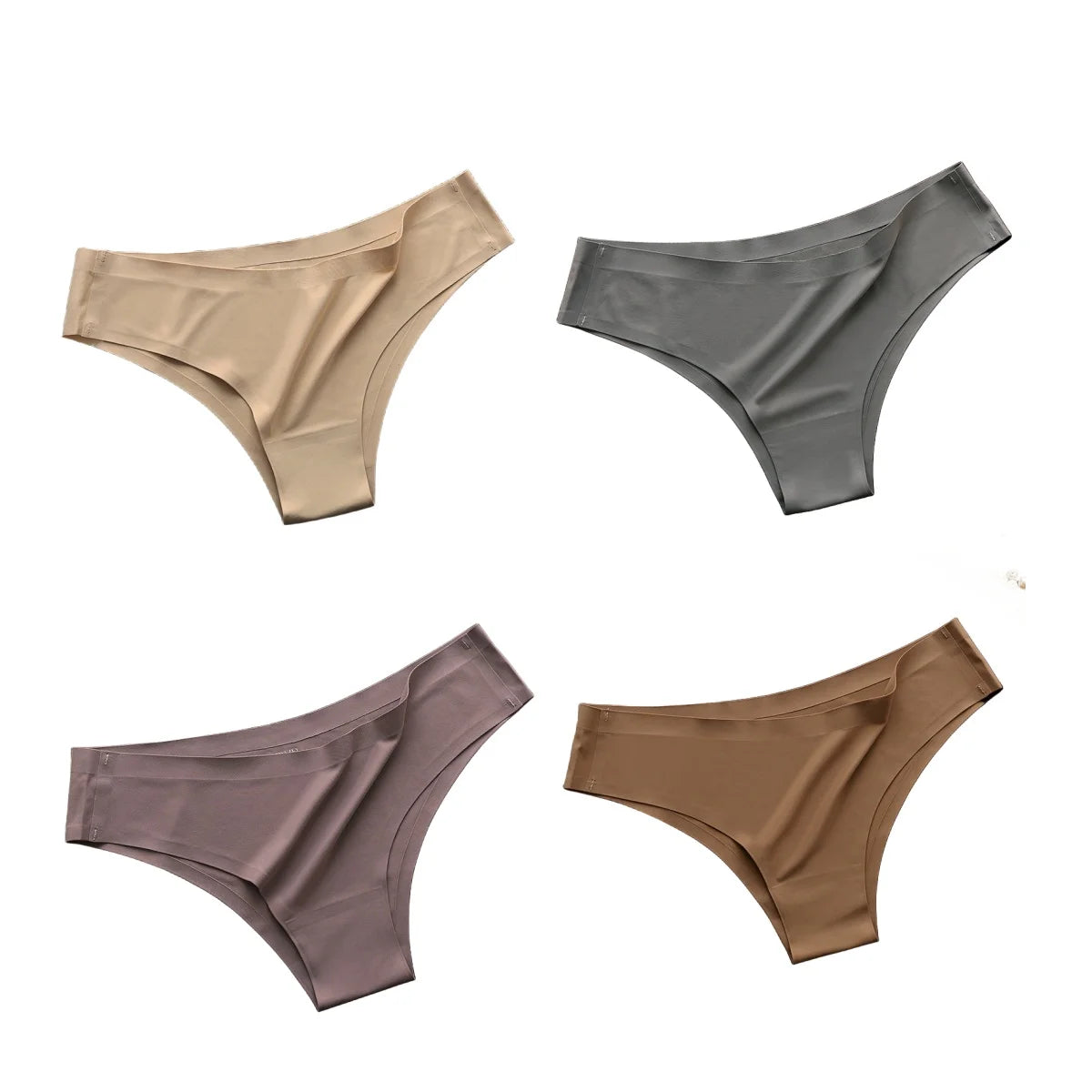 4Pcs/Set Women Ice Silk Panties Low Rise Briefs Soft Brazilian Panties Smooth Underwear Stretch Underpants Sexy Lingerie M-XL