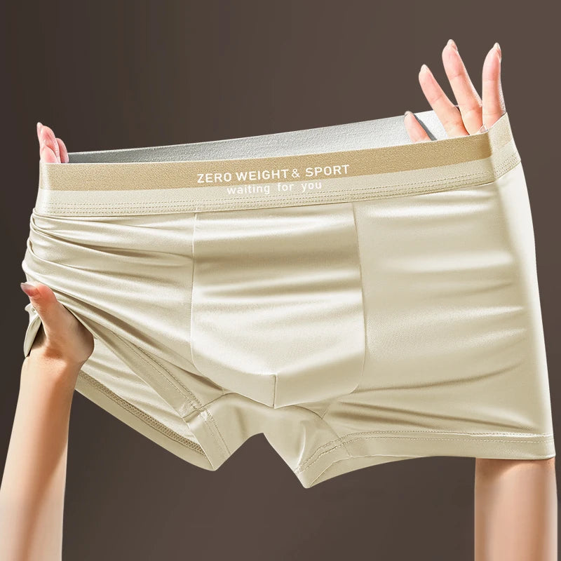 Men's Boxer Shorts Ice Silk Underwear Plus Size Underpants Breathable Sexy Slim Panties Top Quality Lingerie Wholesale