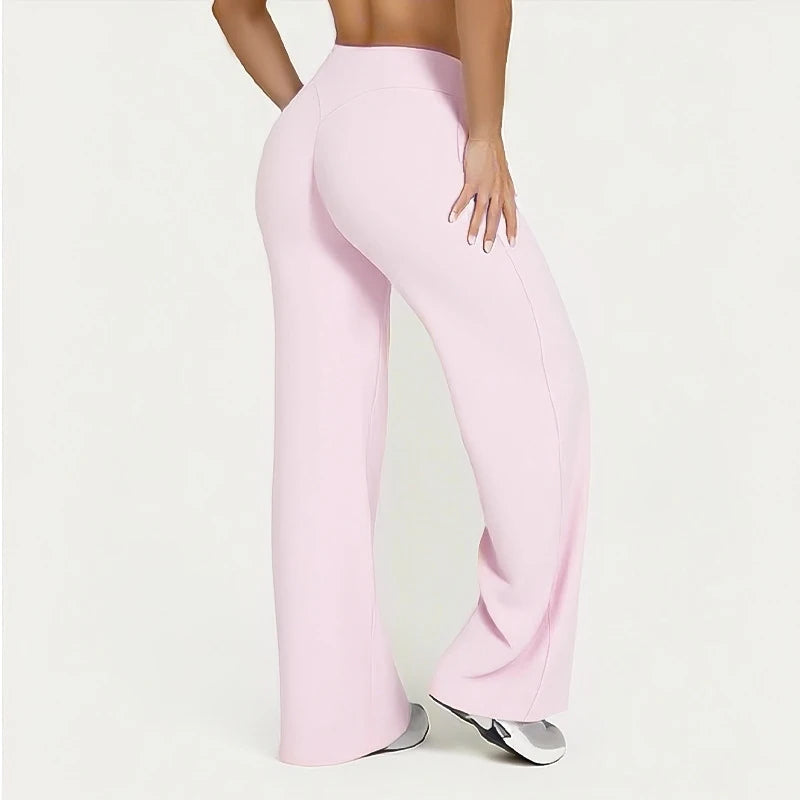Straight Leg Pants Ultra Soft Butter Fabric Women Mid-Waist Yoga Pants Naked Feel Sports Leggings Pilates Running Sport Trousers ATFH