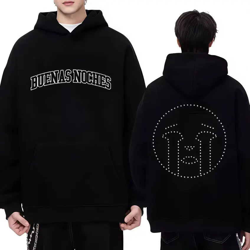 Rapper Quevedo Buenas Noches Gothic Long Sleeve Hoodie Casual Fleece Sweatshirt Men Women Oversized Fashion Cozy Unisex Hot Sale - ATFH