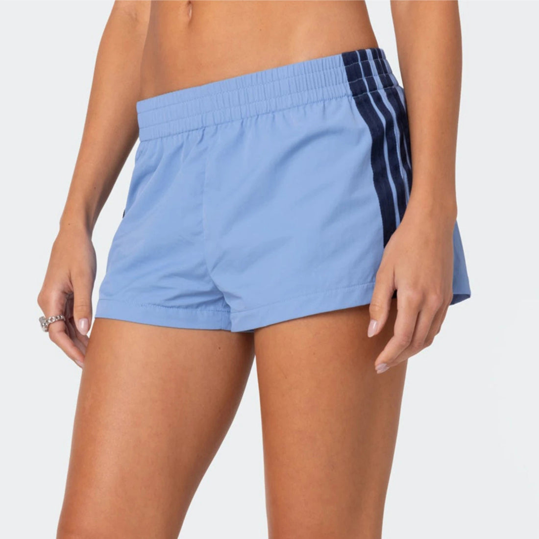 Sports Shorts Women Summer Casual Shorts Fashion Stripe Print Elastic Waist Mini Shorts Loose Workout Short Pants Beach Shorts Tahsi Fashion House