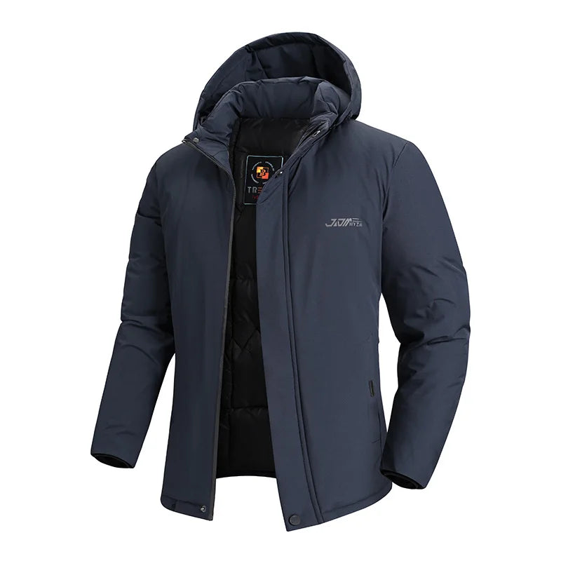 New Style Hooded Parkas Wind Proof Cold Proof Brand Mens Light Weight Parkas Korean Style Simple Jacket Warm Solid Color Coat